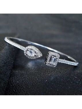 High Quality Crystal 925 Sterling Silver Bangle
